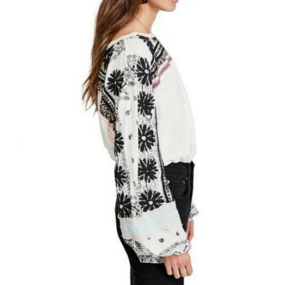 FREE PEOPLE Tripoli High/Low Boho Top Womens Small - Picture 5 of 8